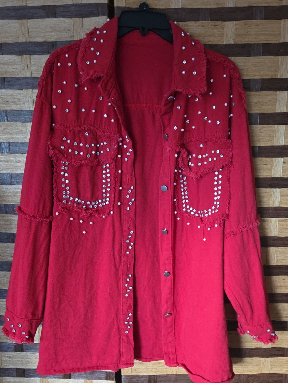 Rhinestone & Pearls Jean Jacket/ Top